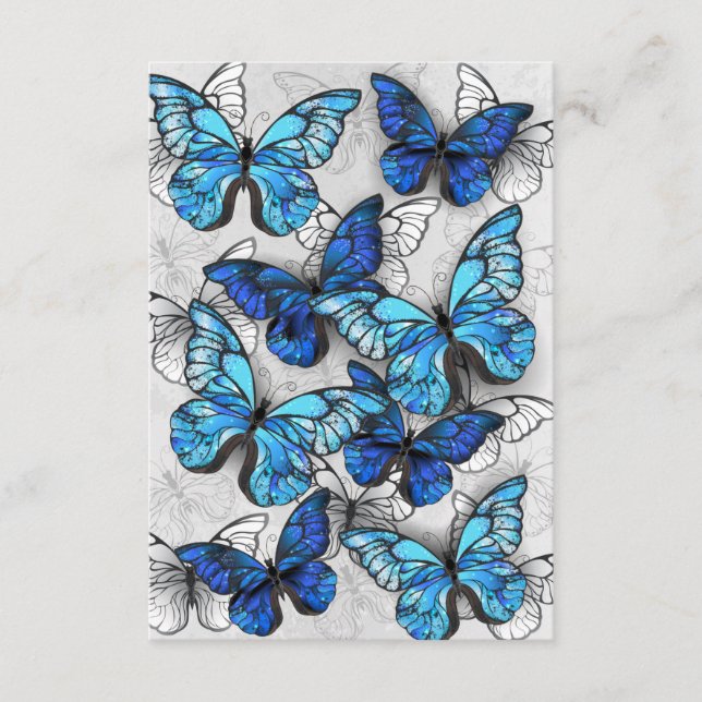 Tarjeta De Recepción Composición de las mariposas blancas y azules (Anverso)