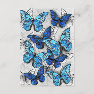Tarjeta De Recepción Composición de las mariposas blancas y azules