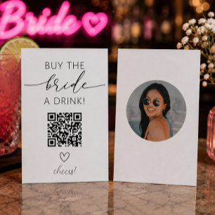 Tarjeta De Recepción Comprar un trago para la novia Código QR con foto