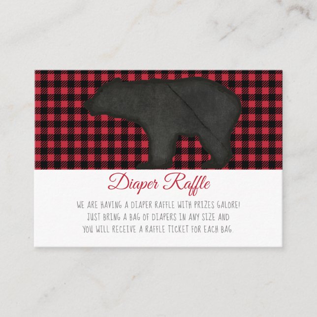 Tarjeta De Recepción Comprobación de búfalo Negro Oso Niño Diaper Raffl (Anverso)