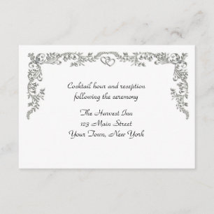 Tarjeta de recepción con borde de rollo floral pla