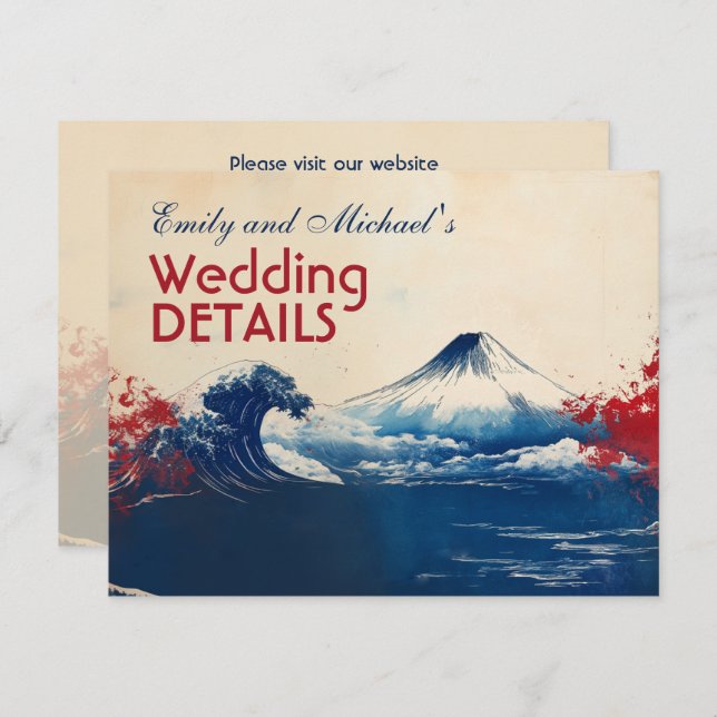 Tarjeta De Recepción Con código QR Japonesa Armonía con Fuji (Anverso / Reverso)