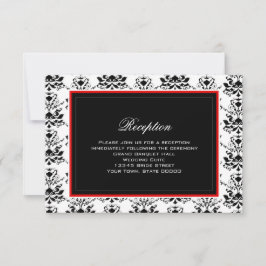 Tarjeta de Recepción con Damasco Blanco y Negro y 