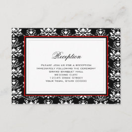 Tarjeta de Recepción con Damasco Negro y Blanco y 