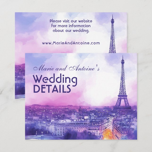Tarjeta De Recepción Con detalles de la boda con código QR (Anverso / Reverso)