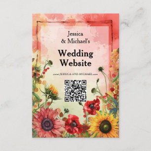 Tarjeta De Recepción 🌻 Con el sitio web del boda de código QR
