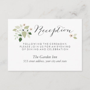 Tarjeta de recepción con flores de pradera - Blanc