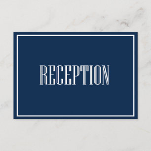 Tarjeta de Recepción con Tipografía Antigua Azul M