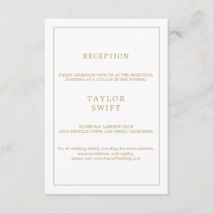 Tarjeta de Recepción con Tipografía Dorada Minimal
