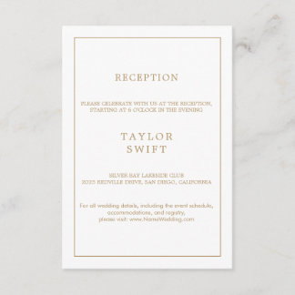Tarjeta de Recepción con Tipografía Dorada Minimal