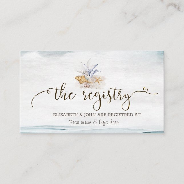 Tarjeta De Recepción Conchas de acuarela, Registro Marítimo  (Anverso)