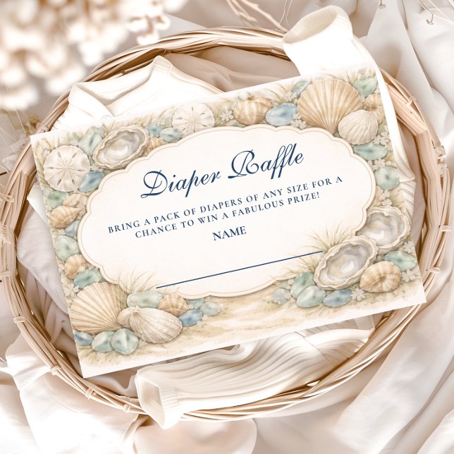 Tarjeta De Recepción Conchas de Mar Neutras Sorteo de Pañales (Subido por el creador)