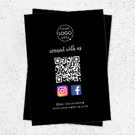 Tarjeta De Recepción Conectarse con nosotros | Red social QR Code Black