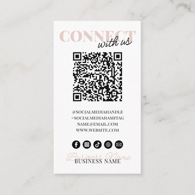 Tarjeta De Recepción Conéctese con la Compañía de escritura rosa modern (Anverso)