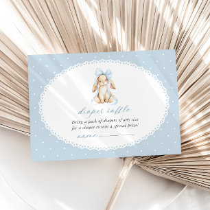Tarjeta De Recepción Conejito Adorable, Lazo, Lunares Azules, Rifa de P