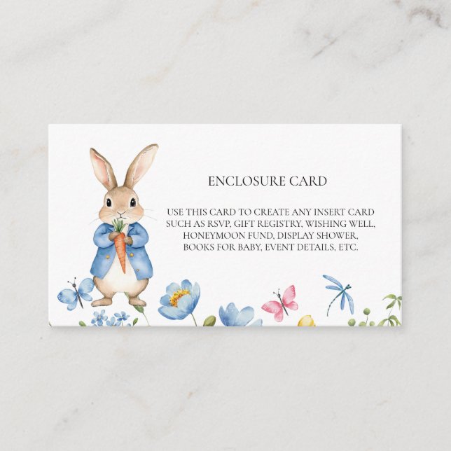 Tarjeta De Recepción Conejo de Cuento Florales Flores de Primavera  (Anverso)