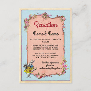 Tarjeta De Recepción Conejo de la flor del país de las maravillas de la