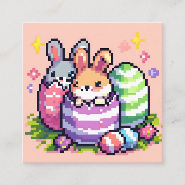 Tarjeta De Recepción Conejo de Pascua de 8 bits de arte píxel (Anverso)