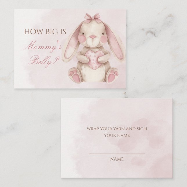 Tarjeta De Recepción Conejo Dulce Rosa La Gran Barriga de Mamá  (Anverso / Reverso)