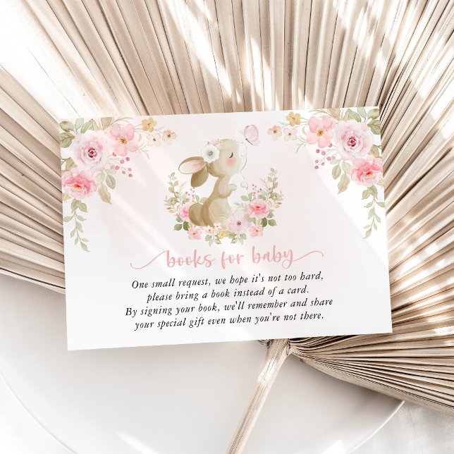 Tarjeta De Recepción Conejo, Mariposa, Flores Rosadas, Libros Para Bebé (Subido por el creador)