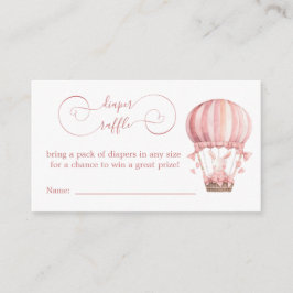 Tarjeta De Recepción Conejo rosa dulce en globo Diaper Raffle