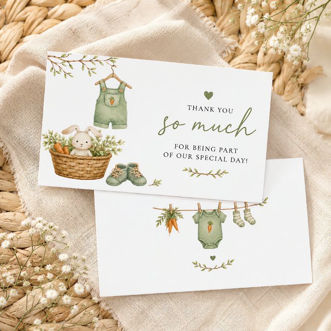 Tarjeta De Recepción Conejo Rústico Bebé Criado Localmente Editable (Locally Grown Baby Rustic Bunny Editable Enclosure Card)