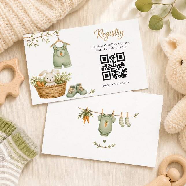 Tarjeta De Recepción Conejo Rústico Bebé Editable Cultivado Localmente (Locally Grown Baby Rustic Bunny Editable Enclosure Card)