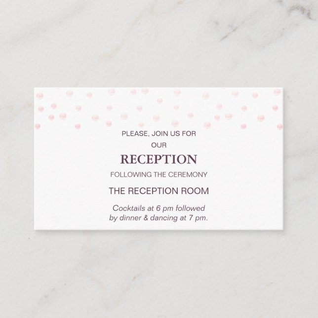 Tarjeta De Recepción Confeti de perla chic en Cassis y boda blanca (Anverso)