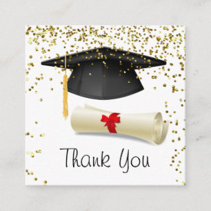 Tarjeta De Recepción Confeti dorado, mortero, diploma Graduación