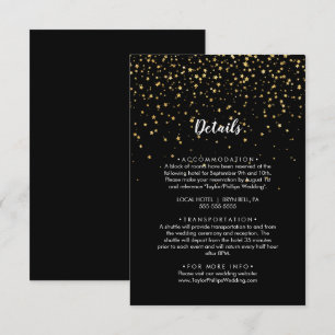 Tarjeta De Recepción confetti de efecto metalizado dorado Detalles de