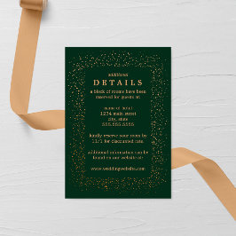 Tarjeta De Recepción Confetti de Esmeralda y Bronce estalla Boda