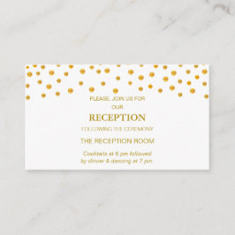 Tarjeta De Recepción Confetti de oro en Boda blanco y negro