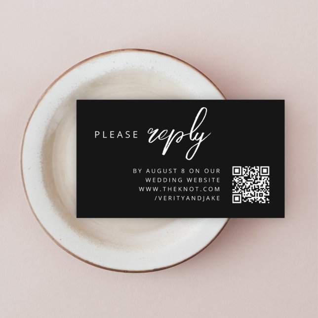 Tarjeta De Recepción Confirmación de asistencia para bodas | Código QR  (Modern minimal wedding RSVP QR code enslosure cards - elegant, simple, and easily customizable)