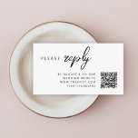 Tarjeta De Recepción Confirmación de asistencia para bodas | Limpieza M<br><div class="desc">Sencilla y elegante página web boda RSVP tarjeta de gabinete con un moderno diseño minimalista con una tipografía clásica y un toque sofisticado de moda en un fondo blanco. El texto puede ser fácilmente personalizado con sus nombres, sitio web boda, código QR escaneado y mensaje para un diseño único de...</div>