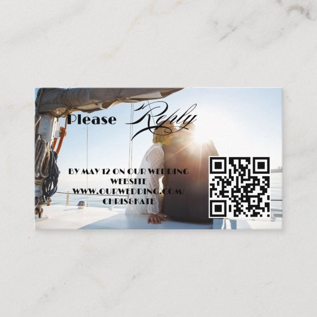 Tarjeta De Recepción Confirmación de asistencia para bodas | Limpieza M (Anverso)