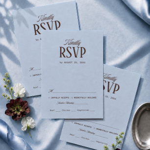 Tarjeta De Recepción Confirmación de boda azul hielo y marrón tradicion