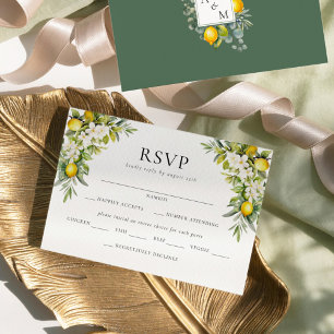 Tarjeta De Recepción Confirmación de Boda de Limones y Aceitunas de Vil