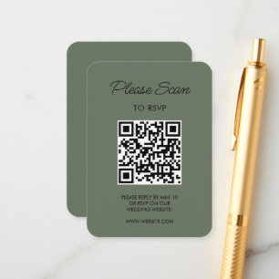 Tarjeta De Recepción Confirmación de Boda Verde Salvia Moderno Minimali