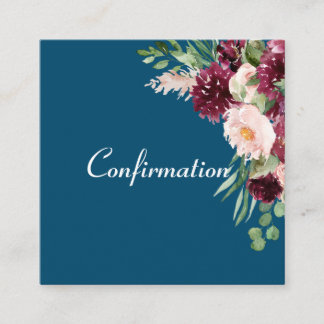 Tarjeta De Recepción Confirmación de floral de acuarela azul marina