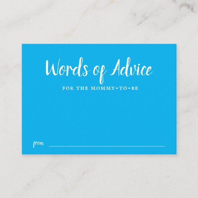 Tarjeta De Recepción Consejo Baby Shower de Blue Typography Boy (Anverso)