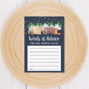Tarjeta De Recepción Consejo Baby Shower de Woodland Animals Night Camp