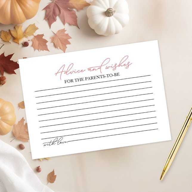 Tarjeta De Recepción Consejo de Baby Shower de la caída de calabaza (Subido por el creador)
