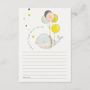 Tarjeta De Recepción Consejo De Ballenas En Globo Oceánico Para Baby Sh