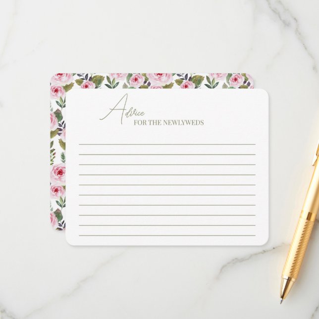 Tarjeta De Recepción Consejo de Cartas para una ducha de novia. (Anverso/Reverso In Situ)