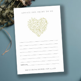 Tarjeta De Recepción Consejo De Corazón De Flores Verdes Para La Ducha 