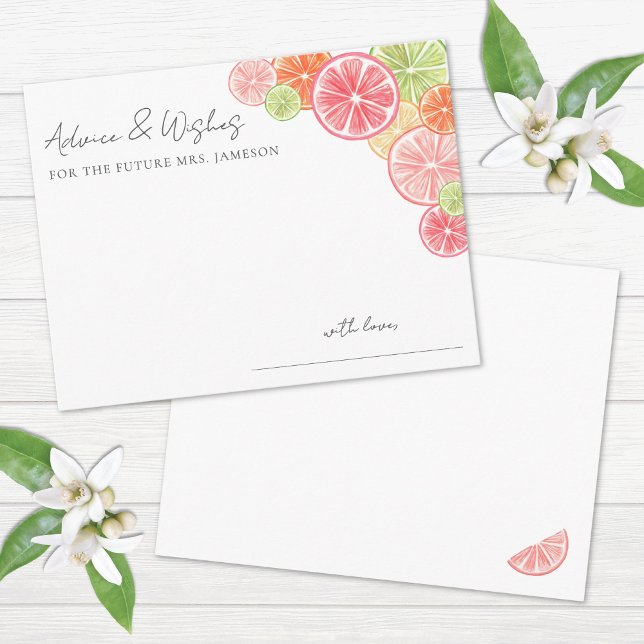 Tarjeta De Recepción Consejo de Ducha Bridal Citrus (Citrus Bridal Shower Advice Enclosure Card )