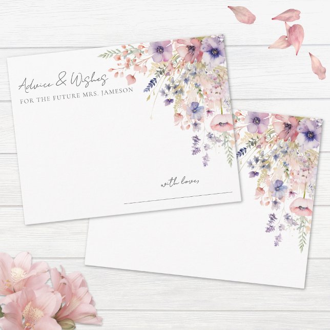 Tarjeta De Recepción Consejo de ducha de flores silvestres (Wildflower Floral Bridal Shower Advice Enclosure Card)