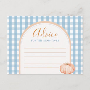 Tarjeta De Recepción Consejo De Gingham De Pumpkin Boho Blue Para Mamá