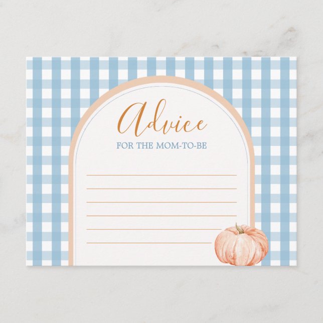 Tarjeta De Recepción Consejo De Gingham De Pumpkin Boho Blue Para Mamá (Anverso)