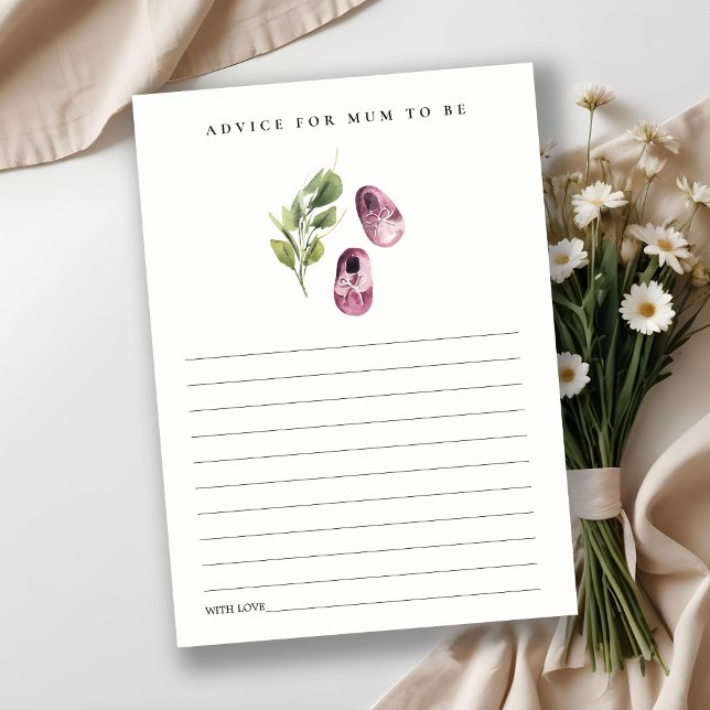 Tarjeta De Recepción Consejo de Leafy Verde Rosa para Mamá Baby Shower (Subido por el creador)
